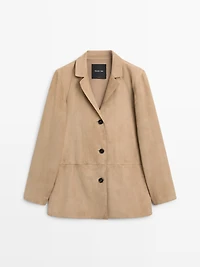 Blazer 100 % cuir et daim avec poches