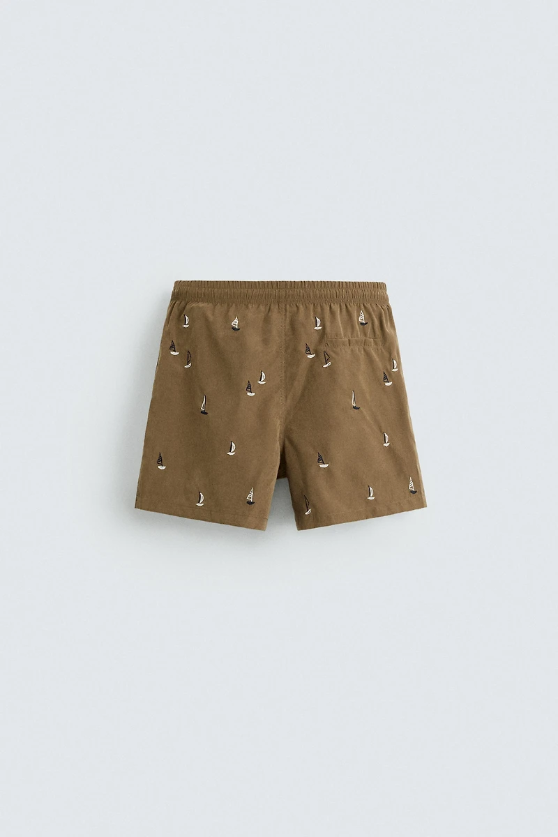 EMBROIDERED MID-LENGTH SWIMSUIT