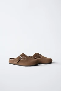 TOPSTITCHED LEATHER CLOGS