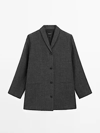 Manteau laine mi-long avec col à revers
