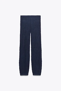 WRINKLE-LOOK FINE KNIT PANTS
