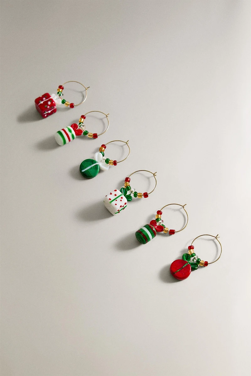 SET OF CHRISTMAS GIFT GLASS CHARMS (SET OF 6)
