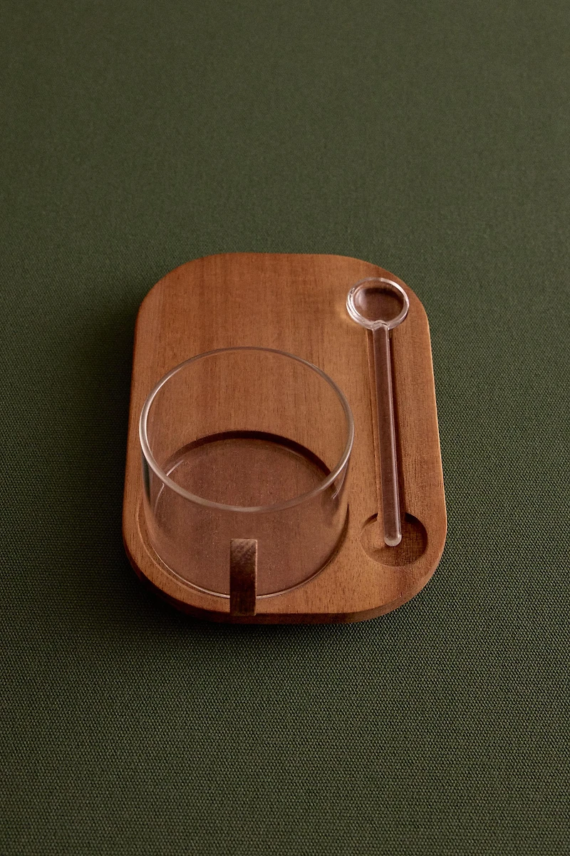 BOROSILICATE GLASS MUG WITH TRAY