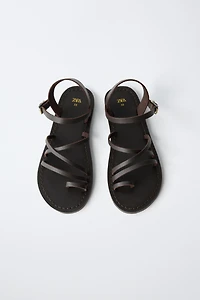 SANDALES À BRIDES EN CUIR