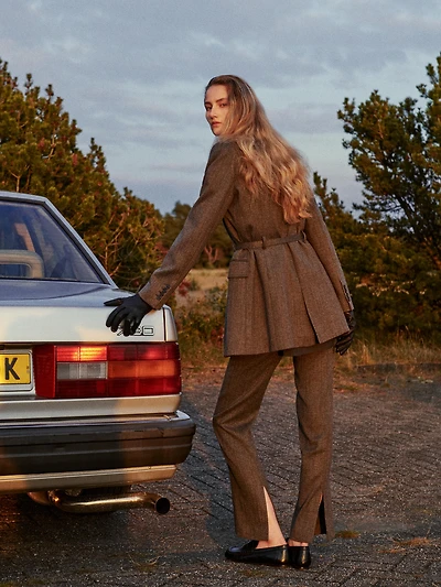 Veste de tailleur chinée avec ceinture