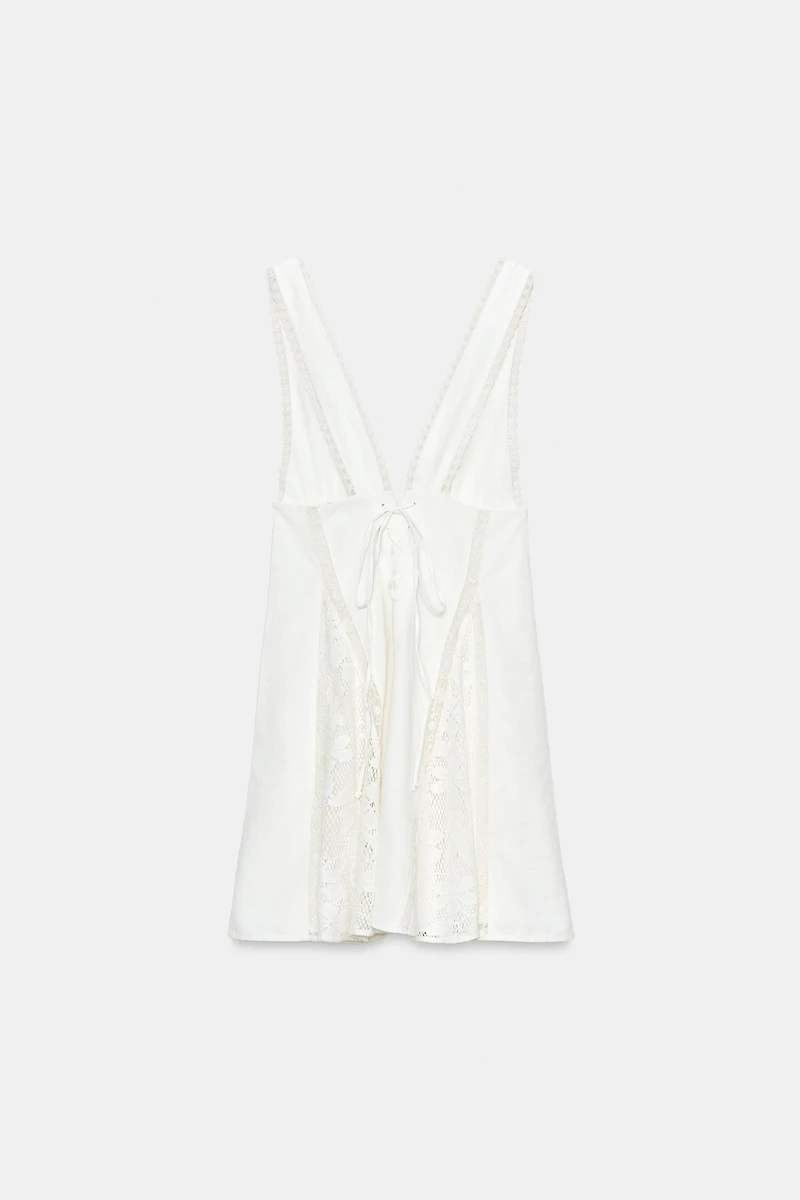 LACE GODET MINI DRESS