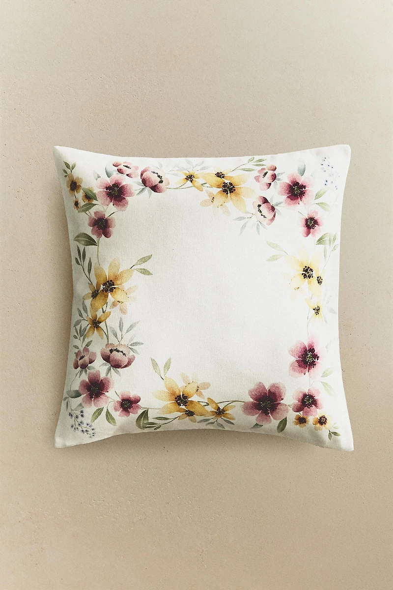 FLORAL PRINT CUSHION COVER