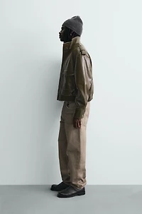 FAUX LEATHER CROPPED FIT JACKET