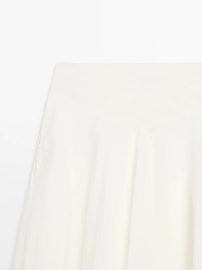 Midi skirt with yoke and flounce
