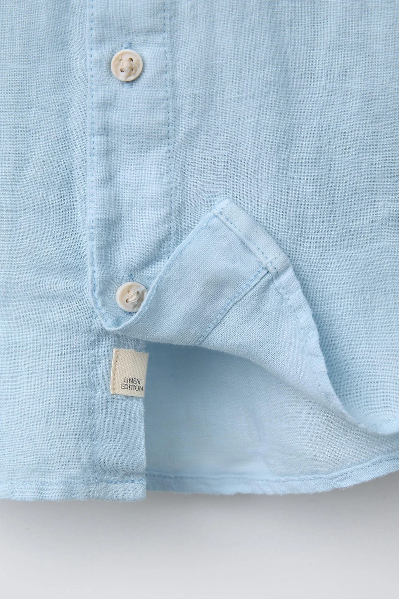 LINEN MANDARIN COLLAR SHIRT