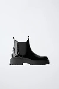 PATENT ANKLE BOOTS