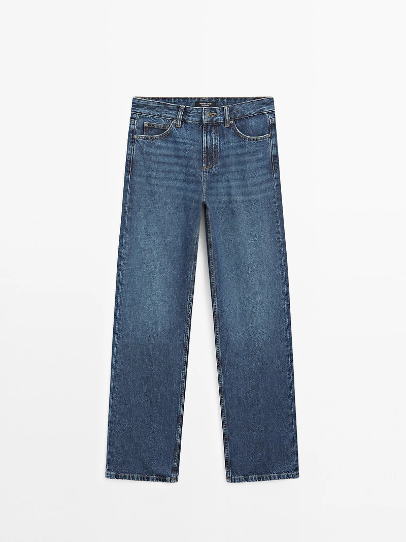 Mid-rise straight-leg jeans