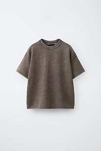WASHED EFFECT KNIT T-SHIRT
