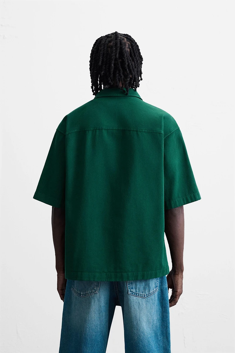 EMBROIDERED TEXTURED OVERSHIRT
