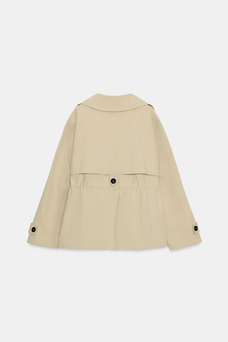 ADJUSTABLE WAIST CROPPED TRENCH COAT