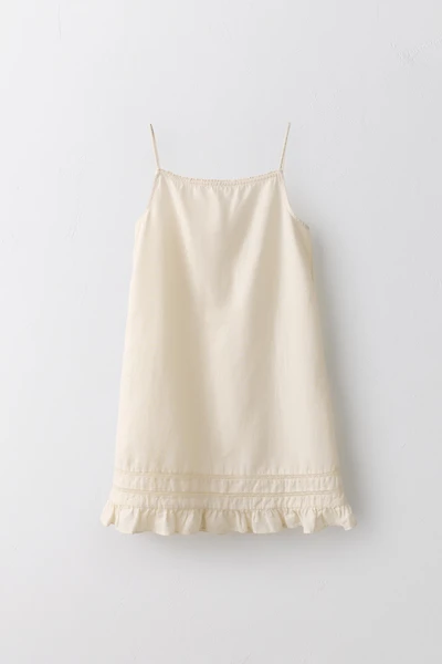 6-12 YEARS / LIMITED EDITION LINEN COTTON TUNIC DRESS WITH LACE TRIM