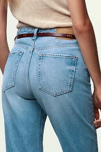 Z1975 NEW MOM FIT HIGH WAIST BELTED JEANS