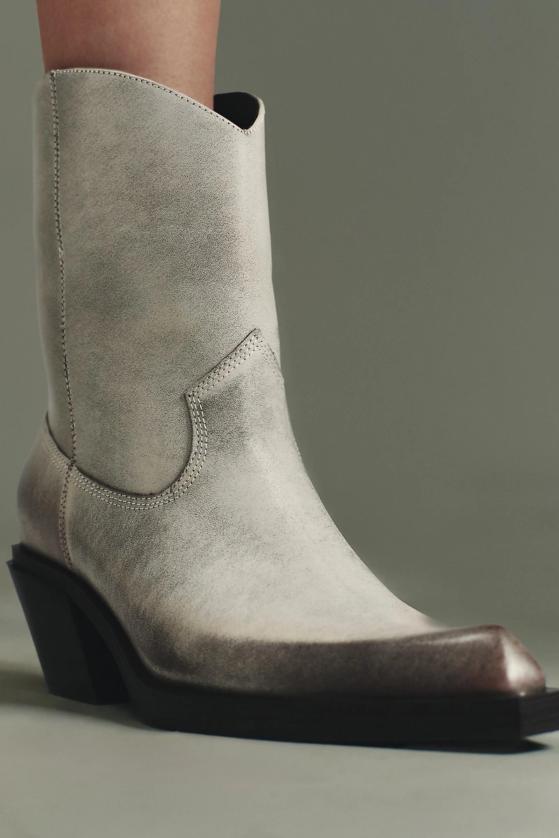 LEATHER COWBOY ANKLE BOOTS