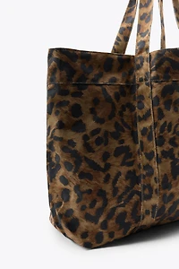 ANIMAL PRINT TWILL MAXI TOTE BAG