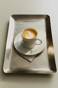 RIMMED BONE CHINA TEACUP AND SAUCER