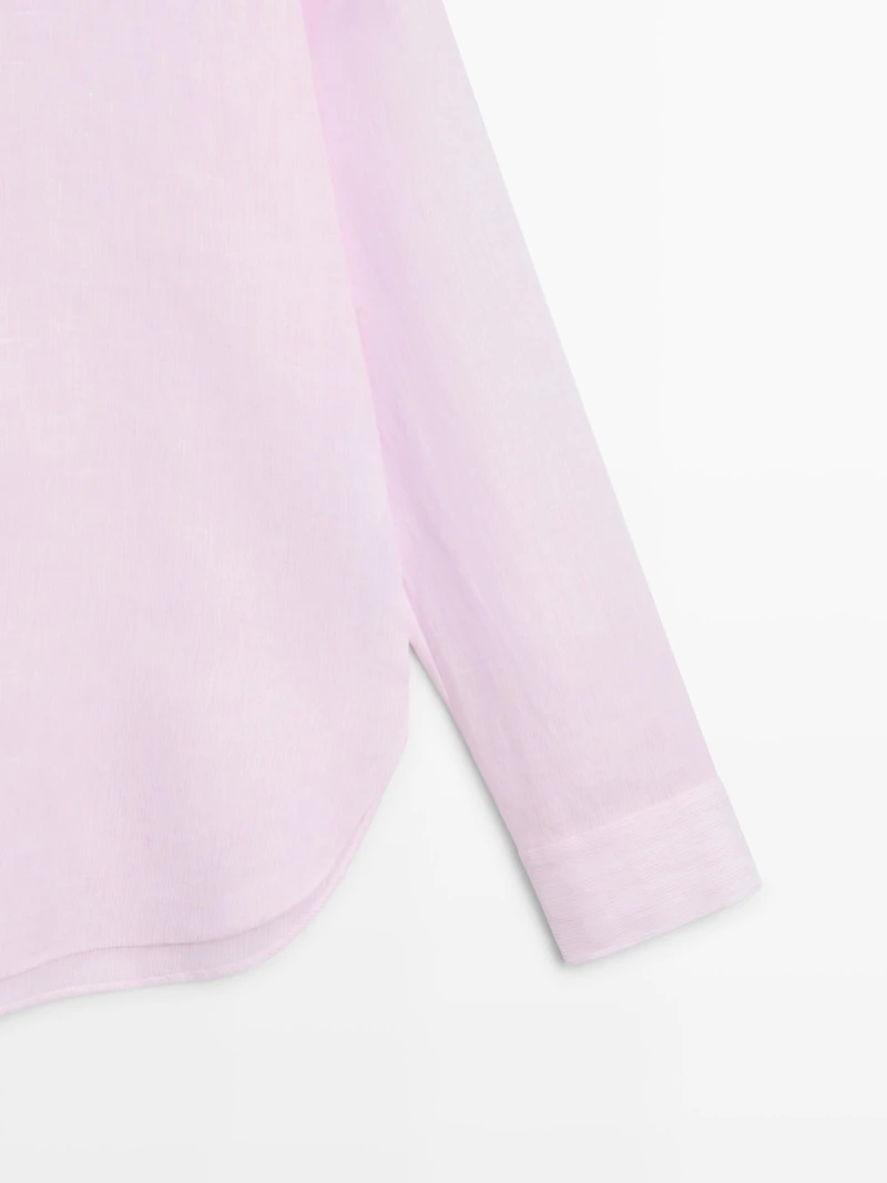 Flowing pinstriped 100% linen shirt