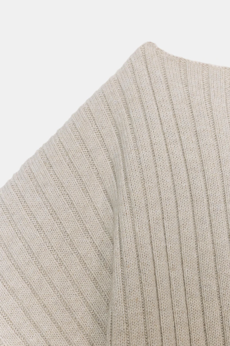 ASYMMETRIC WOOL BLEND BELTED TOP