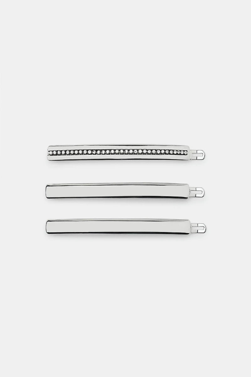 LOT DE 3 PINCES MÉTALLIQUES UNIES ET BRILLANTES