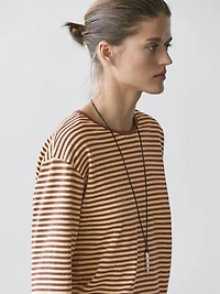 Striped long sleeve cotton T-shirt
