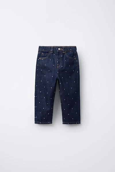 EMBROIDERED MOM FIT JEANS