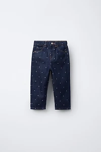 EMBROIDERED MOM FIT JEANS