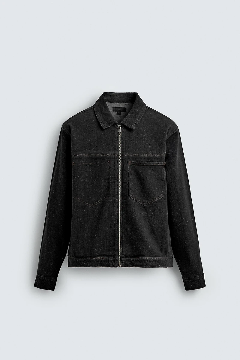 DENIM ZIP-UP OVERSHIRT