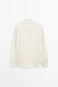 100% linen regular fit striped shirt