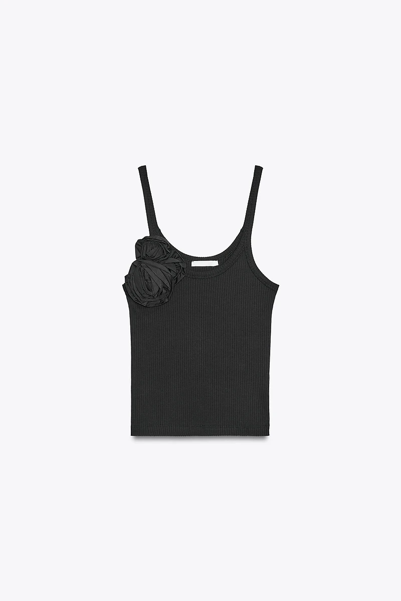 FLORAL RIBBED TOP