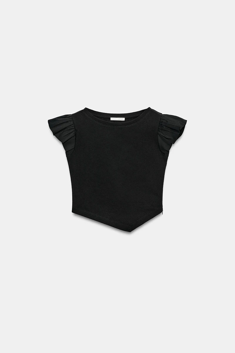 SHORT SLEEVE RUFFLE T-SHIRT