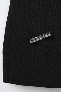 GINGHAM BOW KNIT DRESS