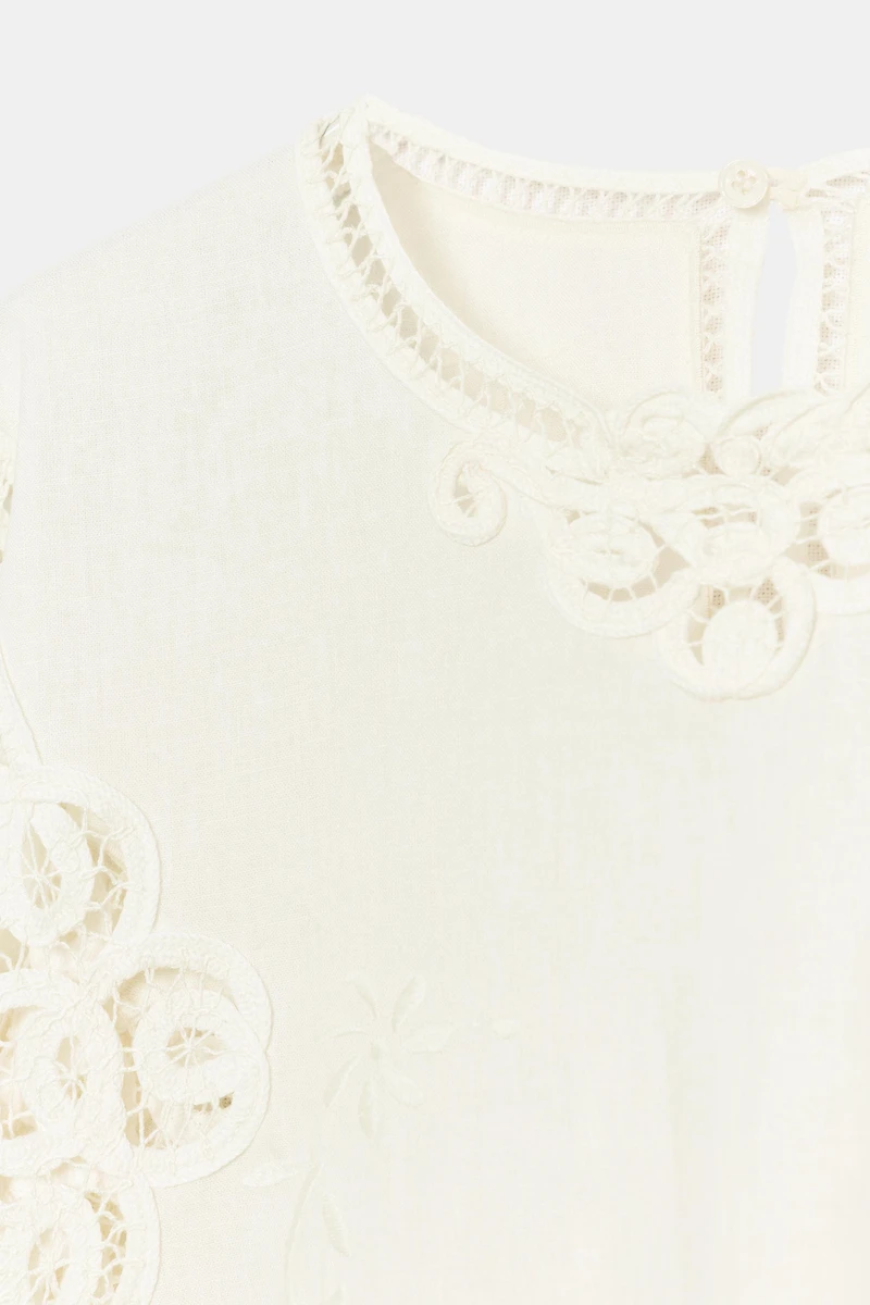 LINEN BLEND EMBROIDERED BLOUSE ZW COLLECTION