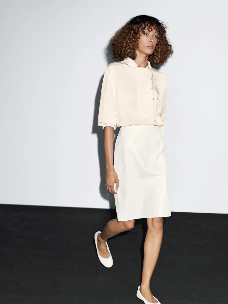 Nappa leather midi skirt