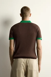 COLOR BLOCK ZIP KNIT POLO SHIRT