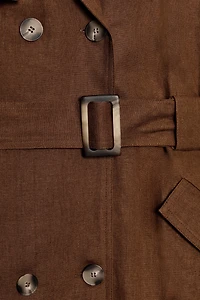 SHORT LINEN BELTED DRESS