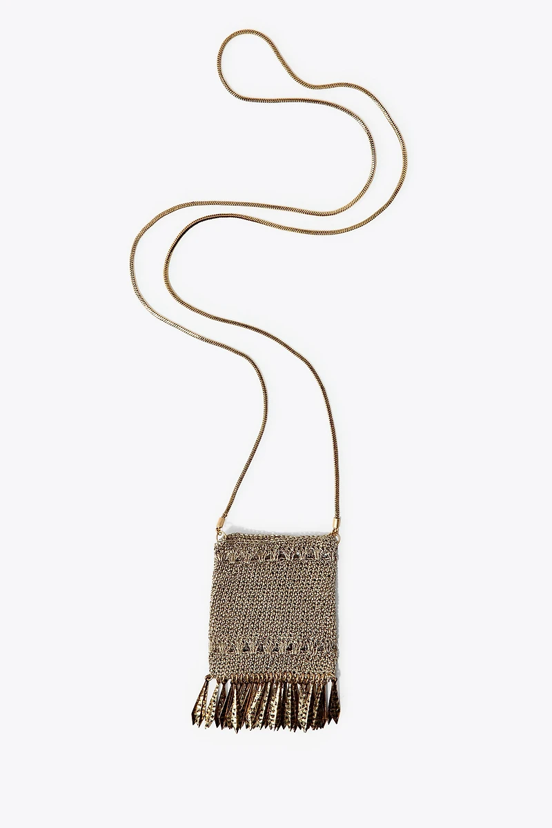 METALLIC MESH FRINGE MINI BAG
