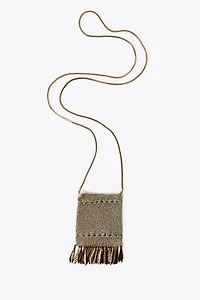 METALLIC MESH FRINGE MINI BAG
