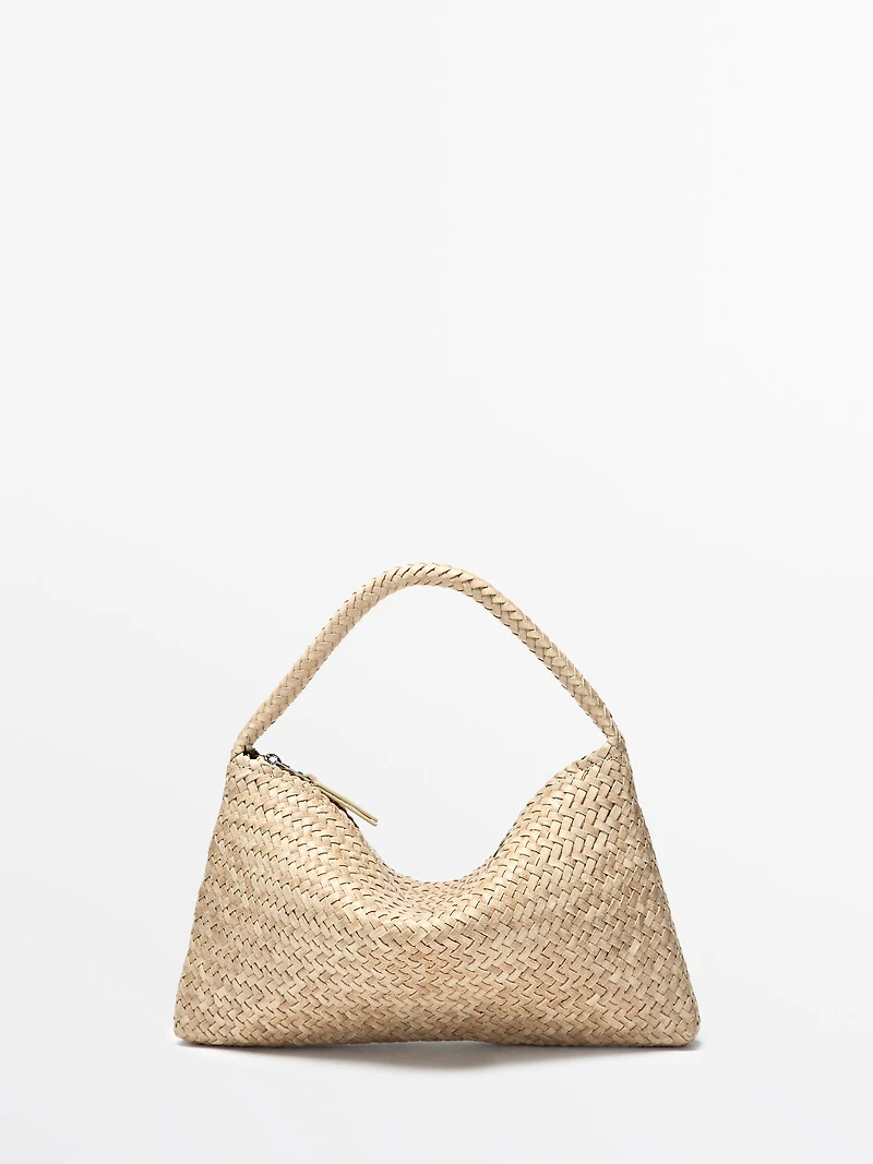 Small braided leather shoulder bag