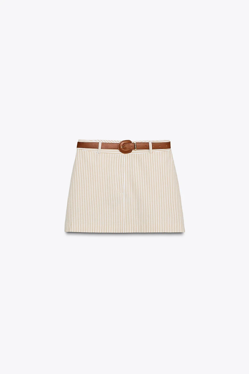 STRIPED BELTED CULOTTES