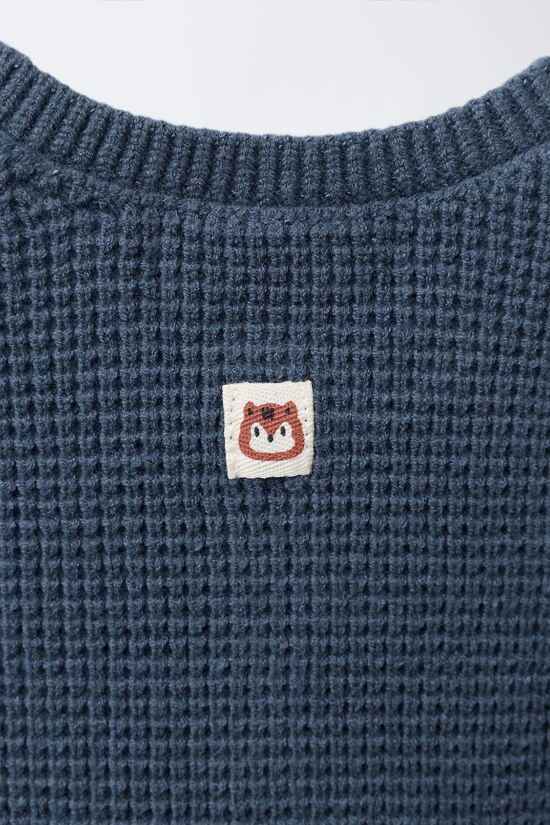 SQUIRREL LABEL KNIT LONG OVERALLS