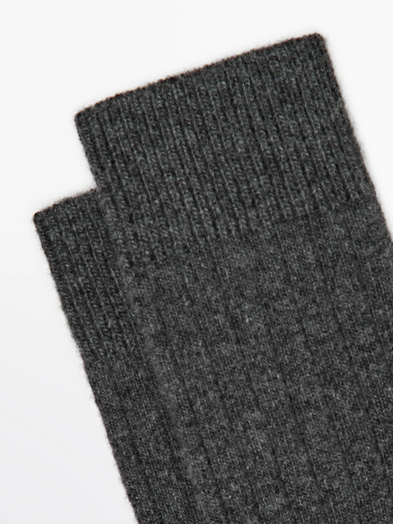 Chaussettes en maille côtelée laine cachemire