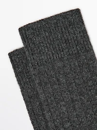 Chaussettes en maille côtelée laine cachemire