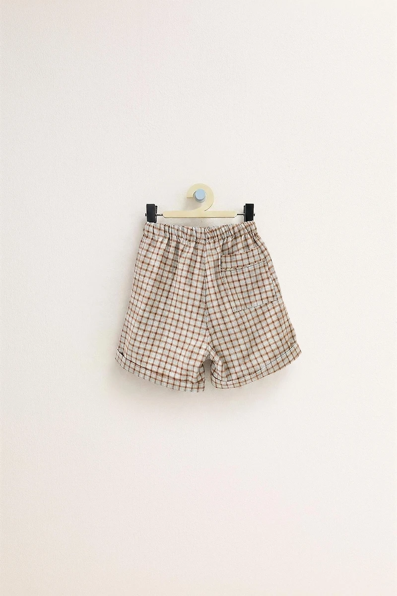 ZARA TIMELESS - SHORT À CARREAUX SEERSUCKER