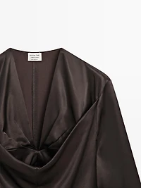 Satin blouse with neckline detail - LIMITED