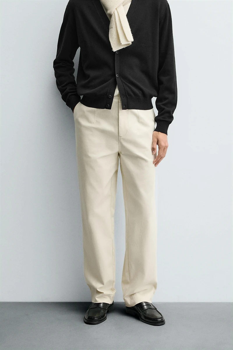 TWILL TEXTURED BELT PANTS