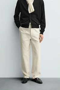 TWILL TEXTURED BELT PANTS